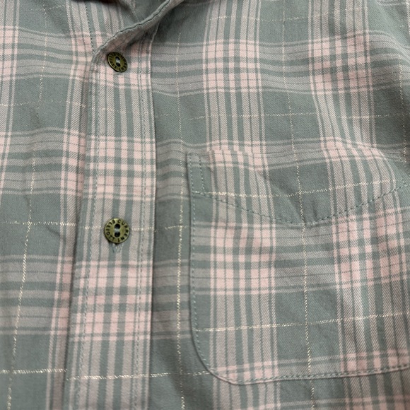 Current/Elliot Women’s Button Down Frayed Hem Shirt Size 0 Gray and Pink - Picture 8 of 10